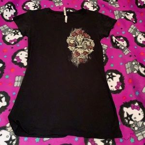 fleur-de-lis with roses black tee size M
